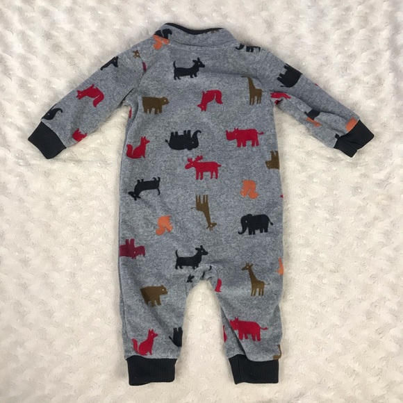 Carter’s Fleece Romper Gray Black Animal Print Size 6 Months - Picture 4 of 4